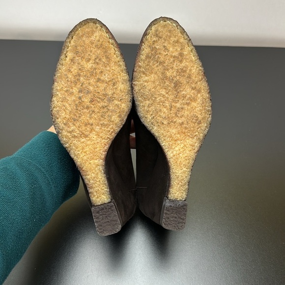 Stuart Weitzman Brown Suede Tassel Wedge Heel Sz 6.5 Made in Spain Slip On - Picture 10 of 12